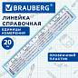 Линейка пластиковая 20 см BRAUBERG, справочная, единицы измерения, 210901 (арт. 210901)