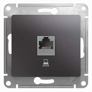 Schneider GLOSSA мех. роз. компьют. СУ 1 мест. графит (пласт. осн., RJ-45) GSL001381K (арт. 678372)