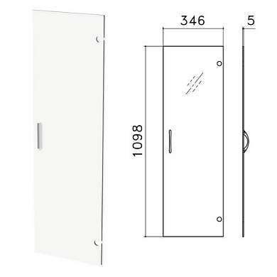 Дверь СТЕКЛО, средняя, "Канц", 346х5х1098 мм, БЕЗ ФУРНИТУРЫ, ДК35 (арт. 640057)