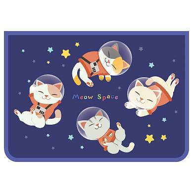 Папка для труда 2 отделения, А4, ArtSpace "Space cat", пластик, на молнии (арт. 365824)