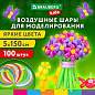 Шары воздушные для моделирования 5х150 см, 100 штук, ассорти, BRAUBERG KIDS, 591877 (арт. 591877)
