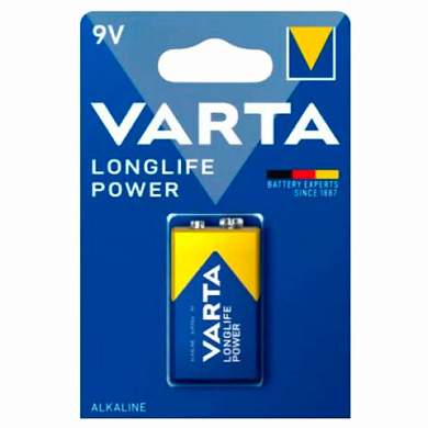 Батарейка алкалиновая 1 шт., VARTA LONGLIFE POWER, Крона 9V (6LR61, 6LF22, 1604A), 4922121411 (арт. 457413)