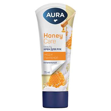 Крем для рук питательный 75 мл, AURA Honey Care "Мёд и пантенол", 14796 (арт. 702041)