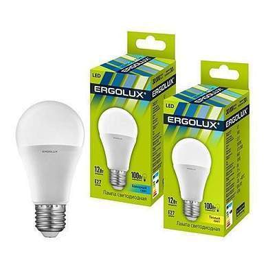 Ergolux ЛОН A60 E27 12W(1100lm 270°) 4500K 4K матовая 110x60 пластик/алюм. LED-A60-12W-E27-4K (арт. 659313)
