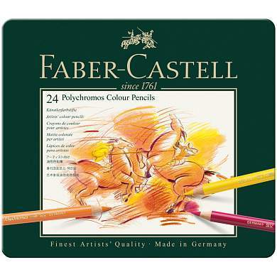 Карандаши цветные художественные Faber-Castell "Polychromos", 24цв., заточен., метал. коробка (арт. 285921)