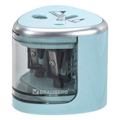 Точилка электрическая BRAUBERG DUAL (для 2 диаметров карандашей!), 4 батарейки АА, голубая, 270578 (арт. 270578)
