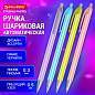 Ручка шариковая автоматическая BRAUBERG "Stripes Pastel", СИНЯЯ, корпус ассорти, пишущий узел 0,5 мм, линия письма 0,3 мм, 144220 (арт. 144220)