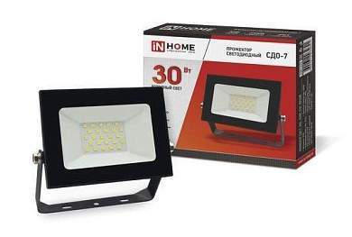 ASD/InHome прожектор светодиодн. СДО-7 30W(2400lm) 6500K 6K 133x123x21 черный IP65 4621 (арт. 776519)