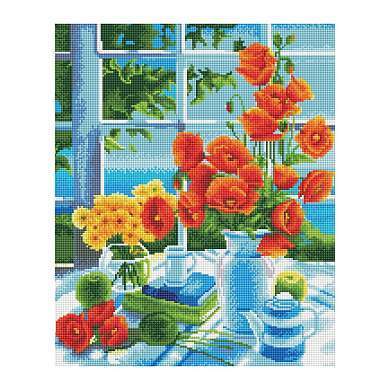 Алмазная мозаика ТРИ СОВЫ "Натюрморт с маками", 40*50см, холст, картонная коробка с пластиковой ручкой (арт. 344307)