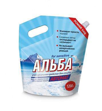 Стиральный порошок (концентрат) Альба автомат 1200гр, 24стирки, дой-пак, Ваше хозяйство (арт. 797296)