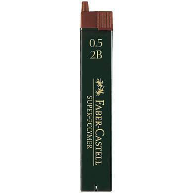 Грифели для механических карандашей Faber-Castell "Super-Polymer", 12шт., 0,5мм, 2B (арт. 286011)
