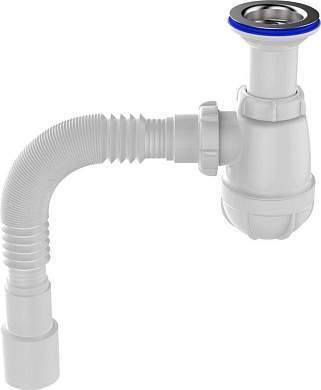 Aquant Сифон для кухни 1 1/2''х40 с метал.решет.,удлиненной горловиной,гибк.тр.40х40/50,B0515-17-MR (арт. 876672)