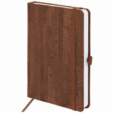 Ежедневник недатированный А5 (138x213 мм) BRAUBERG "Wood", кожзам, резинка, 136 л., коричневый, 111676 (арт. 111676)