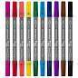 Фломастеры двусторонние BRAUBERG "PREMIUM" "DUAL-TIP", 10 шт., 10 цветов, два наконечника, картонная коробка с европодвесом, 151946 (арт. 151946)