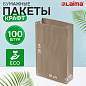 Крафт-пакет бумажный 18х12х29 см, КОМПЛЕКТ 100 шт., плотность 90 г/м2, LAIMA ECO CRAFT, 609683 (арт. 609683)