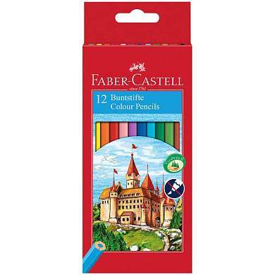 Карандаши цветные Faber-Castell "Замок", 12цв., шестигр., заточ., картон, европодвес (арт. 286241)