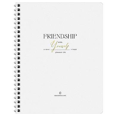Тетрадь 80л., А5, клетка на гребне GreenwichLine "Friendship", матовая ламинация, тиснение фольгой, 80г/м2 (арт. 360664)