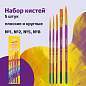 Кисти ЮНЛАНДИЯ, набор 5 шт. (СИНТЕТИКА: круглые № 1, 2, 5; плоские № 5, 8), блистер с европодвесом, 200894 (арт. 200894)