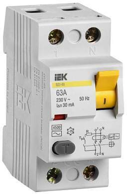IEK устройство защитного отключения УЗО ВД1-63 2P 63А 30мА MDV10-2-063-030 (арт. 516856)