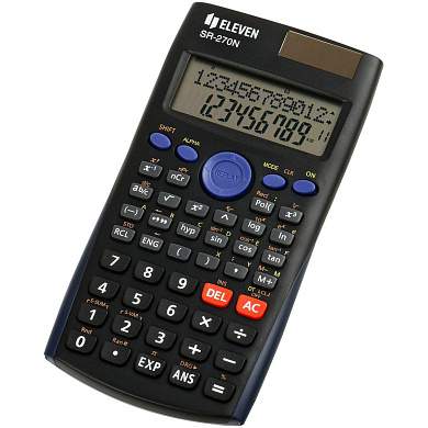 Калькулятор научный Eleven SR-270N, 10+2 разрядов, 240 функций, двойное питание, 82*162*16мм, черный (арт. 365660)