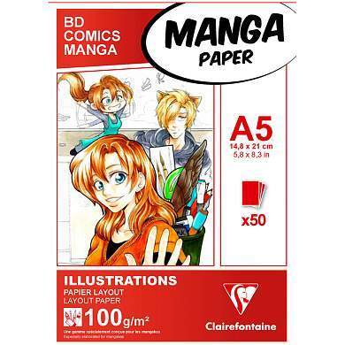 Скетчбук для маркеров 50л., А5 Clairefontaine "Manga Illustrations", на склейке, 100г/м2 (арт. 320261)