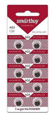 Элемент питания Smartbuy часовая AG3-10B G3 (392) LR736, LR41 BL10 (100/2000)  (SBBB-AG3-10B) (арт. 680413)