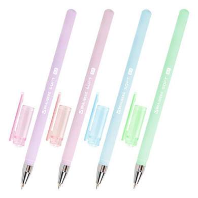Ручка шариковая BRAUBERG "SOFT PASTEL", СИНЯЯ, корпус ассорти, узел 0,7 мм, линия 0,35 мм, 144397 (арт. 144397)