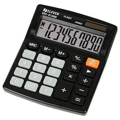 Калькулятор настольный Eleven SDC-810NR, 10 разрядов, двойное питание, 127*105*21мм, черный (арт. 339214)