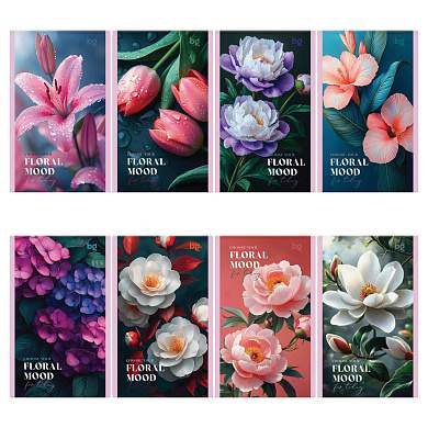 Блокнот А6 32л., на скрепке BG "Floral mood", блестки (арт. 380196)