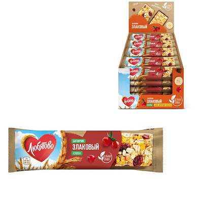 Батончик злаковый ЛЮБЯТОВО" Клюква", 27 г, 12119579 (арт. 624850)