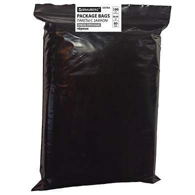 Пакеты ZIP-LOCK ОЧЕНЬ ПРОЧНЫЕ, комплект 100 шт., 200x300 мм, ПВД, 80 мкм, ЧЁРНЫЕ, BRAUBERG, 608931 (арт. 608931)