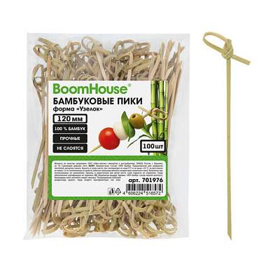 Шпажки-пики для канапе бамбуковые форма "Узелок" 12 см, 100 шт., BOOMHOUSE (БУМХАУС), 701976 (арт. 701976)