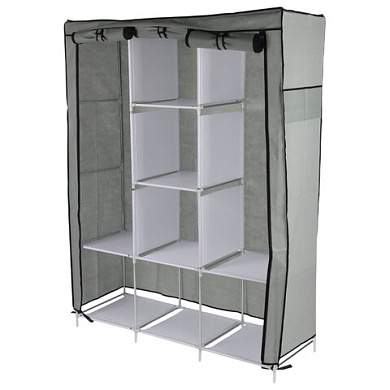 Шкаф для одежды с чехлом BOOMHOUSE (БУМХАУС) WB-002 (В1660хШ1250хГ440 мм), 8 полок, металлический каркас, серый, 701447 (арт. 701447)