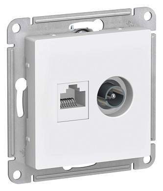 Schneider AtlasDesign мех. роз. коннек TV+комп СУ 2 мест бел Antibacterial RG6+RJ45 0,7dB) ATN000189 (арт. 662358)