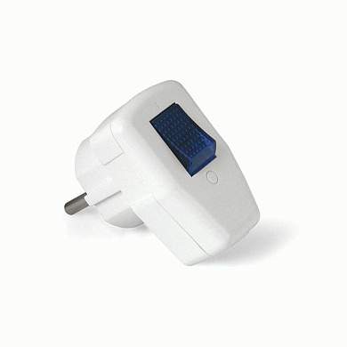 UNIVersal вилка 16А 250В (АБС-пластик, угловая, выключатель, белая, земля) 0056 (арт. 557270)