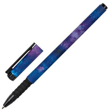 Ручка шариковая BRAUBERG SOFT TOUCH GRIP "SPACE", СИНЯЯ, мягкое покрытие, узел 0,7 мм, 143714 (арт. 143714)