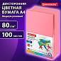 Бумага цветная BRAUBERG, А4, 80 г/м2, 100 л., медиум, розовая, для офисной техники, 112455 (арт. 112455)