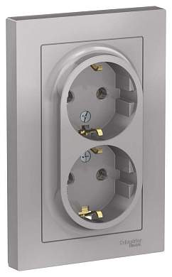 Schneider AtlasDesign роз. СУ 2 мест. алюминий (пласт. осн., земля) ATN000324 (арт. 662462)