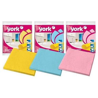 Салфетка вискозная Домашняя YORK 3шт. (35х35 см),артикул 020010 (арт. 821862)