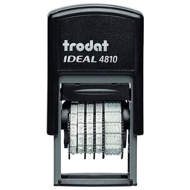 Датер-мини месяц ЦИФРАМИ ДЛЯ БАНКА, оттиск 20х3,8 мм, синий,TRODAT IDEAL 4810P2, корпус черный, подушка, 218614 (арт. 239416)