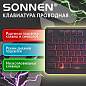 Клавиатура проводная бесшумная USB, 104 плоские клавиши, LED-подсветка, SONNEN K308, черная, 513947 (арт. 513947)