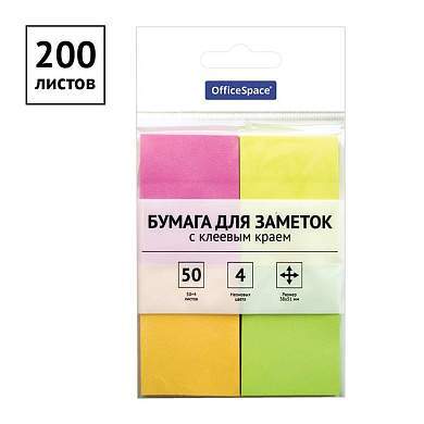 Самоклеящийся блок OfficeSpace 38*51мм, 200л., 4 неоновых цвета (арт. 286505)