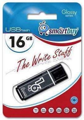 Флэш-диск (флэшка) USB 16Gb SmartBuy Glossy Black (SB16GBGS-K) (арт. 429749)