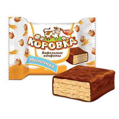 Конфеты шоколадные РОТ ФРОНТ "Коровка", вафельные с молочной начинкой, 250 г, пакет, РФ09755 (арт. 620833)