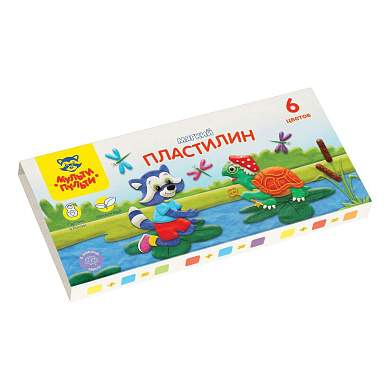 Пластилин Мульти-Пульти "Енот в сказке", 06 цветов, 72г, со стеком, картон (арт. 328892)