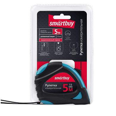Рулетка измерительная Smartbuy, 5м*19мм, прорезиненный корпус, 2 фиксатора, усиленный зацеп (арт. 291785)