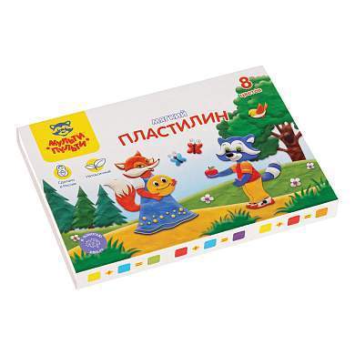 Пластилин Мульти-Пульти "Енот в сказке", 08 цветов, 96г, со стеком, картон (арт. 328893)
