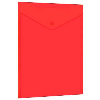 Папка-конверт с кнопкой прозрачная А4 BRAUBERG UNIVERSAL, вертикальная, красная, 0,15 мм, 273077 (арт. 273077)