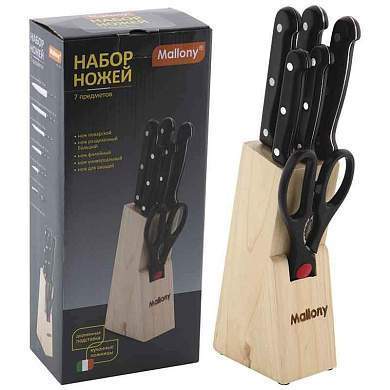 Набор ножей 7предм MAL-S01B (5 ножей, ножницы), ручки пластик, 985308 Mallony (арт. 277253)