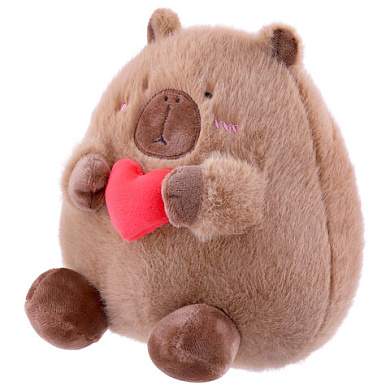 Игрушка мягкая "Капибара с сердечком", 20 см, цвет коричневый, WOOZOO (ВУЗУ), 666784 (арт. 666784)